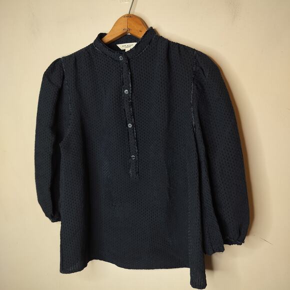 Max Studio Balloon Sleeve Top Velvet Trim - Picture 2 of 9